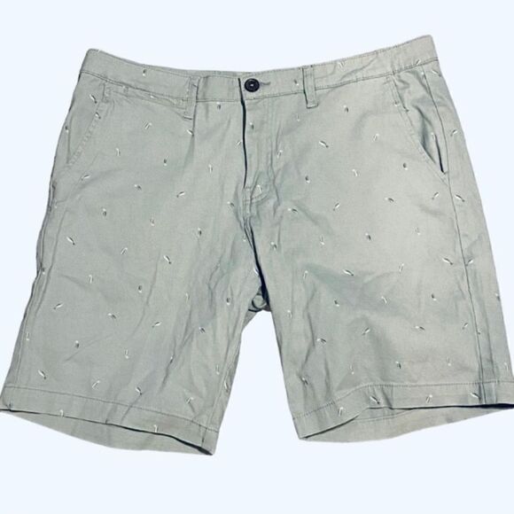 Jachs Mens Sz 34 Stone Gray Bleeker Fit All Over Fishing Lure Twill Chino Shorts - Picture 1 of 5